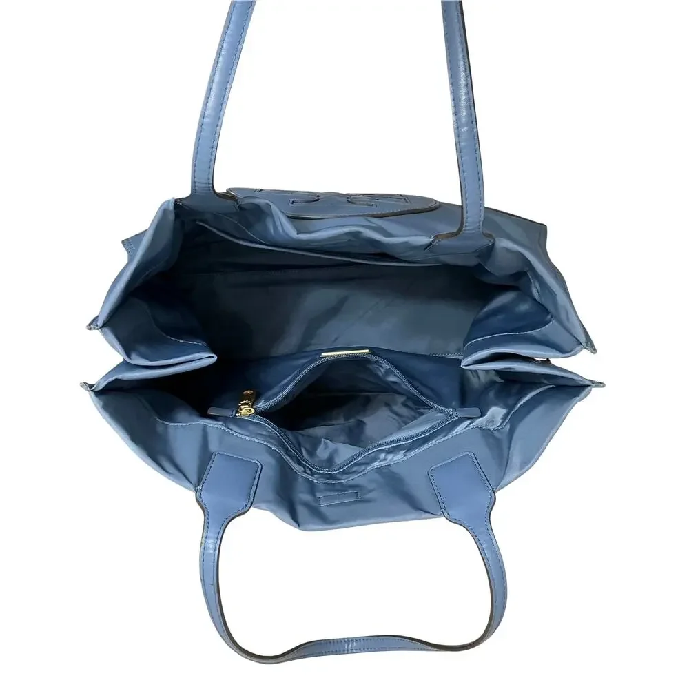 Tory Burch Ella Robbin’s Egg Blue Nylon Shoulder Tote Bag